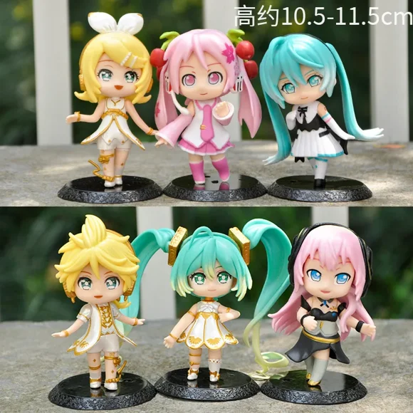 10cm Anime Hatsune Miku Kagamine Rin Len Luka Kawaii Figure Collect Model Toys Doll Key Chain Pendant Gifts