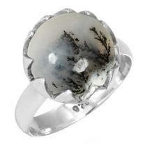 925 Sterling Silver Women Jewelry Natural Dendrite Opal Ring