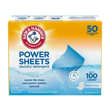 Arm & Hammer HE Laundry Detergent Power Sheets, 100 Loads - Fresh Linen 50 ct