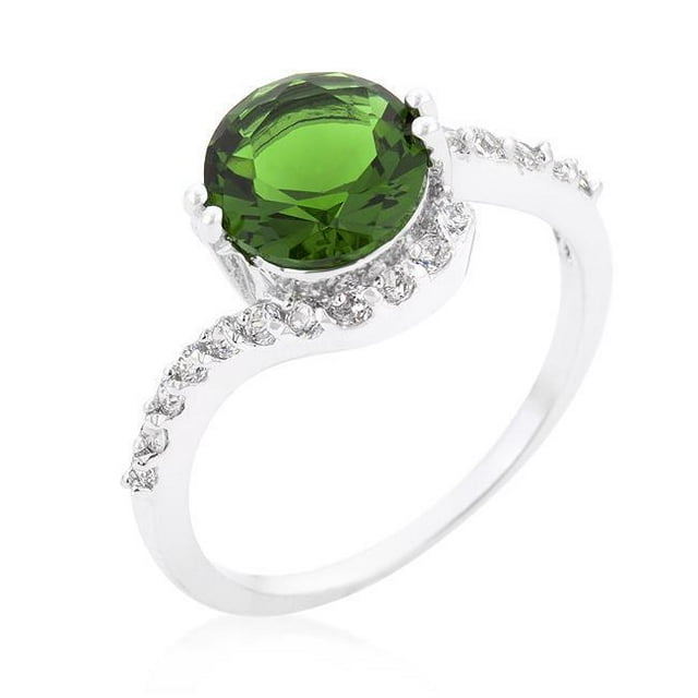 Green Swirlingengagement Ring, Size - 09