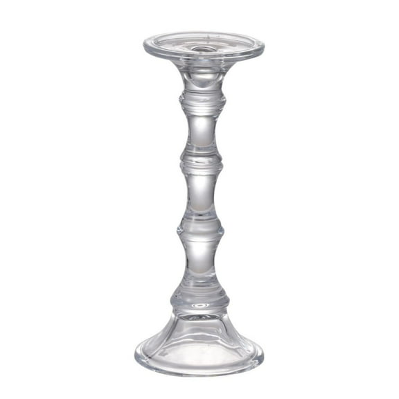 CC Home Furnishings Curved Glass Pillar Candlestick - 11.75" - Clear