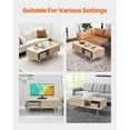 thumbnail image 2 of Rattan Coffee Table 42 Inch Mid  Modern Boho Style Two Layers Storage Wood Table for Living Room Bedroom, 2 of 8