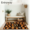 thumbnail image 3 of ODIKA 3'x5' Machine Washable Non-Slip Area Rug, Charming Halloween Themed Round with Pumpkin and Skull Motifs High Traffic Rug, Orange, 276689, 3 of 7