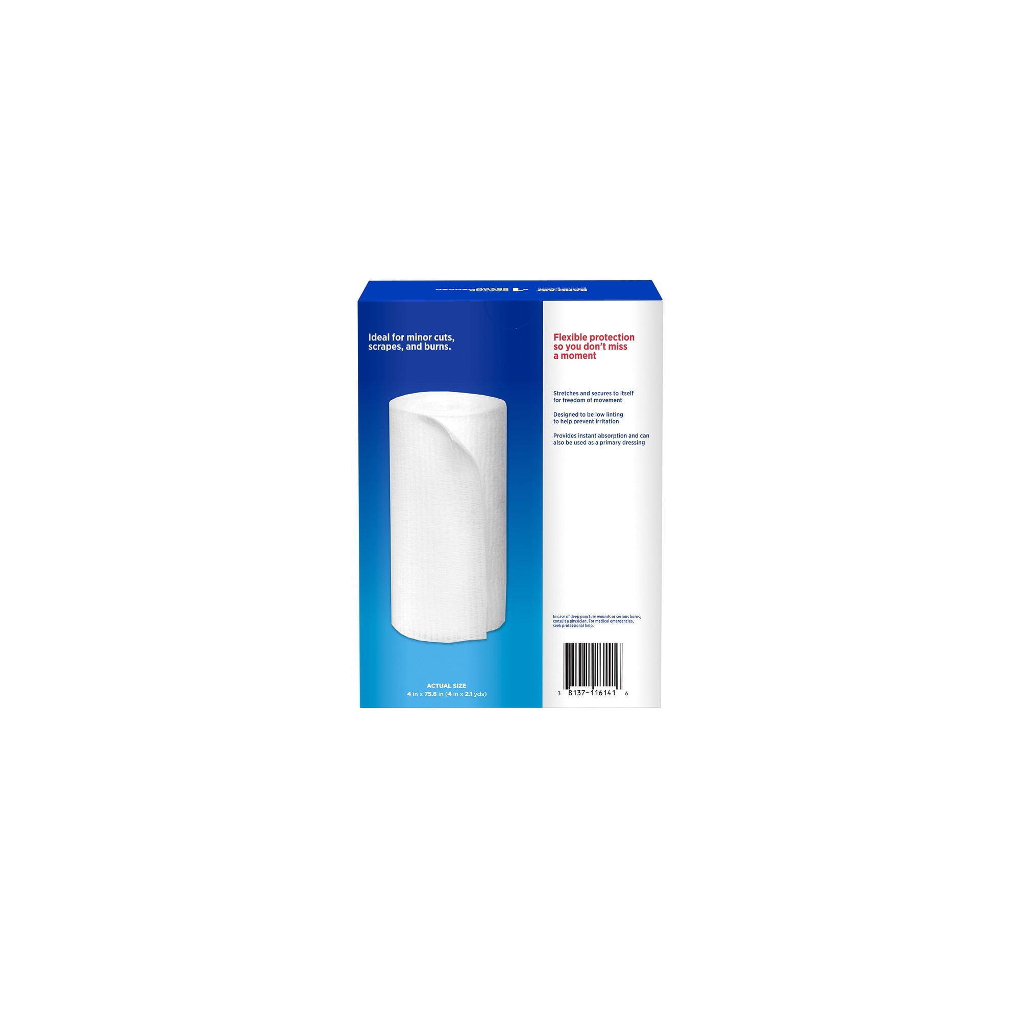 Band Aid Brand Flexible Rolled Medical Gauze 4 in X 2.1 Yd 5 Ct (Pack of 12)