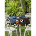 thumbnail image 3 of Outdoor Tablecloth with Umbrella Hole for Patio/Picnic/Party/Camping, Brown Soccer Waterproof Table Cloth Round Cover Washable, Orange Blue Football Sports (Dia 54"), 3 of 9