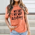 thumbnail image 2 of JAKANYQ T-Shirts pour Femmes Mode Décontractée Imprimé Lettre Col Rond Manches Courtes T-shirt Classique, 2 of 4