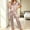 Beige plus size pajama set a1, variant on Cagogo Women Plus Size 2 Piece Pajama Set Short Sleeve Collared Shirt and Pants Casual Loungewear Matching Lounge Set Solid Sleepwear, Beige M