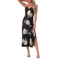 thumbnail image 2 of INSPIRE CHIC Women's Floral Satin Nightgowns Camisole Sleepwear Spaghetti Straps Nightshirt Silky Long Pajama Dress S Black, 2 of 6