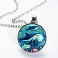 thumbnail image 2 of Whale Elegant Glass Circular Pendant Necklace Statement Jewelry, 2 of 5