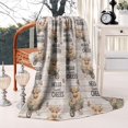 thumbnail image 2 of Beige Highland Cow Flower Cart Pattern Blanket,Comfortable Soft Flannel Throw Blanket,All Season,Warm Lightweight Blankets for Sofa Bed Couch Living Room Chair,50"x60", 2 of 4