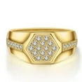 thumbnail image 2 of 18K Yellow Gold/White Gold Filled Men's Micro CZ 925 Silver Wedding Ring Sz 8-13, 2 of 5