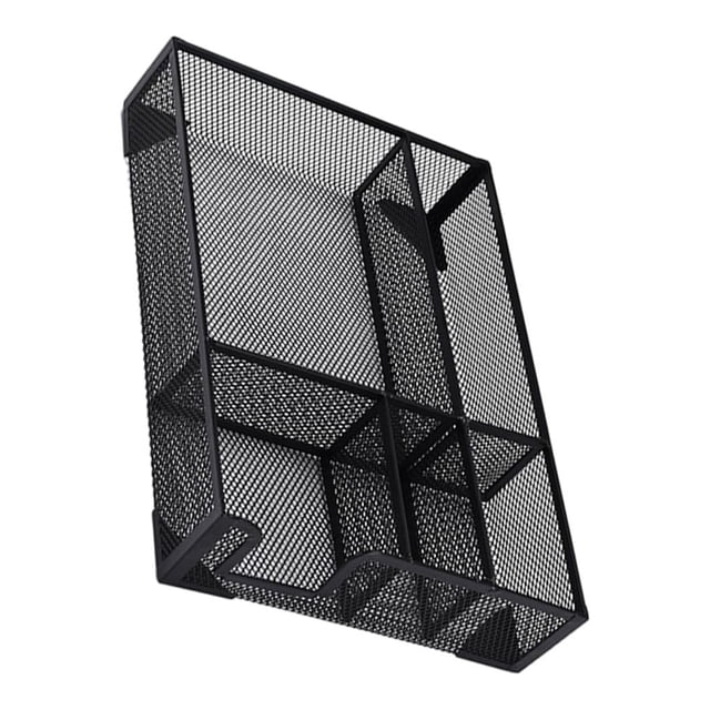 Matsuzay Bandeja de metal con rejilla para almacenamiento de papelería elegante y ordenado Reforzado y antideslizante Carpetas de archivos A5 negro