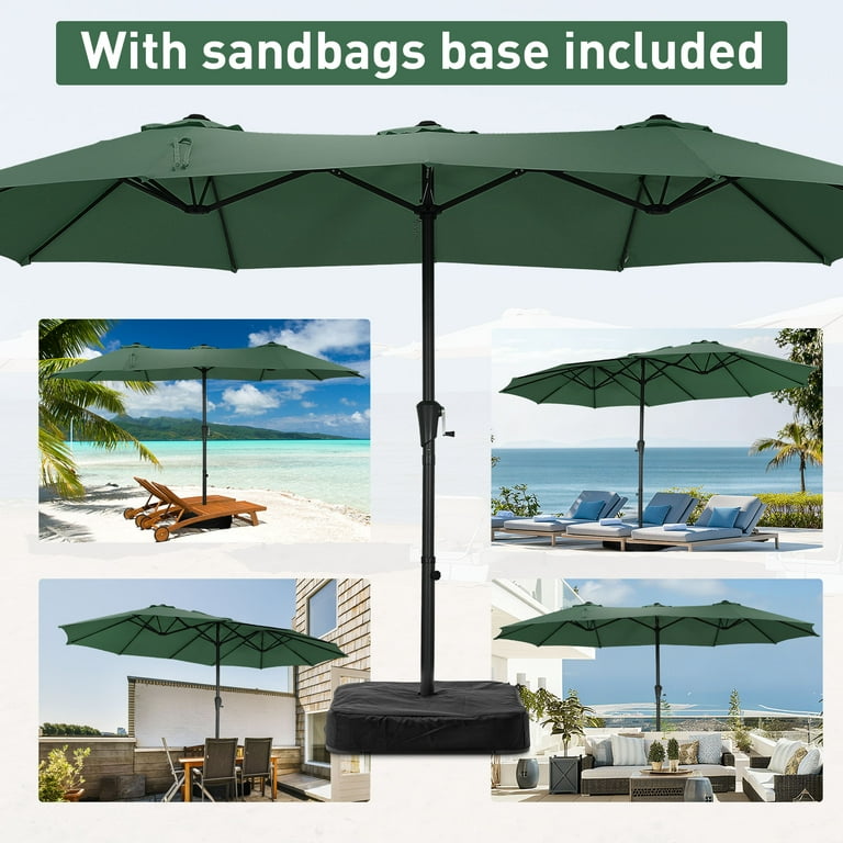 10 ft rectangle patio umbrella PURPLE LEAF 9x12ft Yard Umbrella in Wood Color, Cantilever Outdoor Sun Umbrella for Deck, Cream