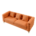 thumbnail image 3 of 2 Pieces Chesterfield Teddy Fabric Upholstered Sofa Set, 6 Seaters Modular Couch with Pillows and Metal Legs for Living Room Office Apartment, 3 of 12
