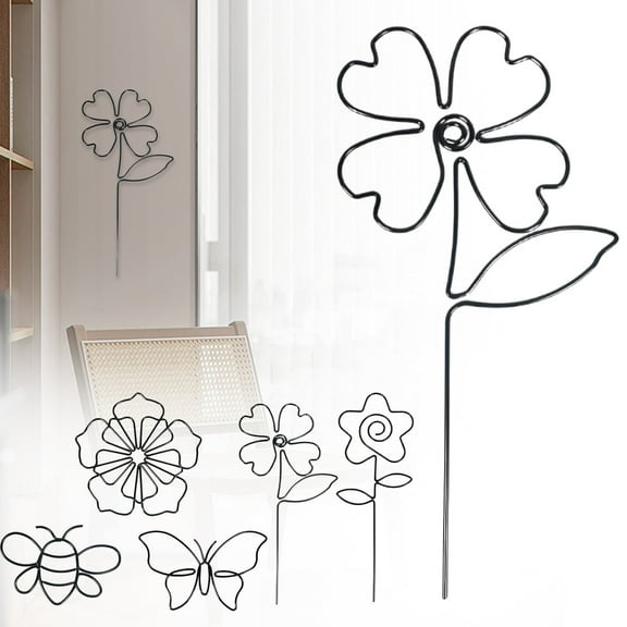 Clearance! Metal Wall Decor Metal Wall Art Heart Hanging Decorations Wire Flowers Decor Wall Decals for Kitchen Bathroom Indoor Outdoor Wedding Birthday