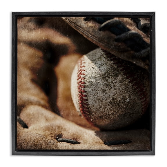 Stupell Industries Be The Ball Baseball Black Framed Floater Canvas Wall Art, design by Kim Allen, 18 x 18