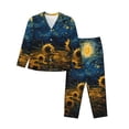 thumbnail image 1 of Fotbe Oil Starry Sky Sunflower Conjunto de Pijama de Manga Larga para Mujer con Estampado, Ropa de Dormir de 2 Piezas, Conjunto de Casa Suave y Cómodo con Bolsillos-X-Large, 1 of 7