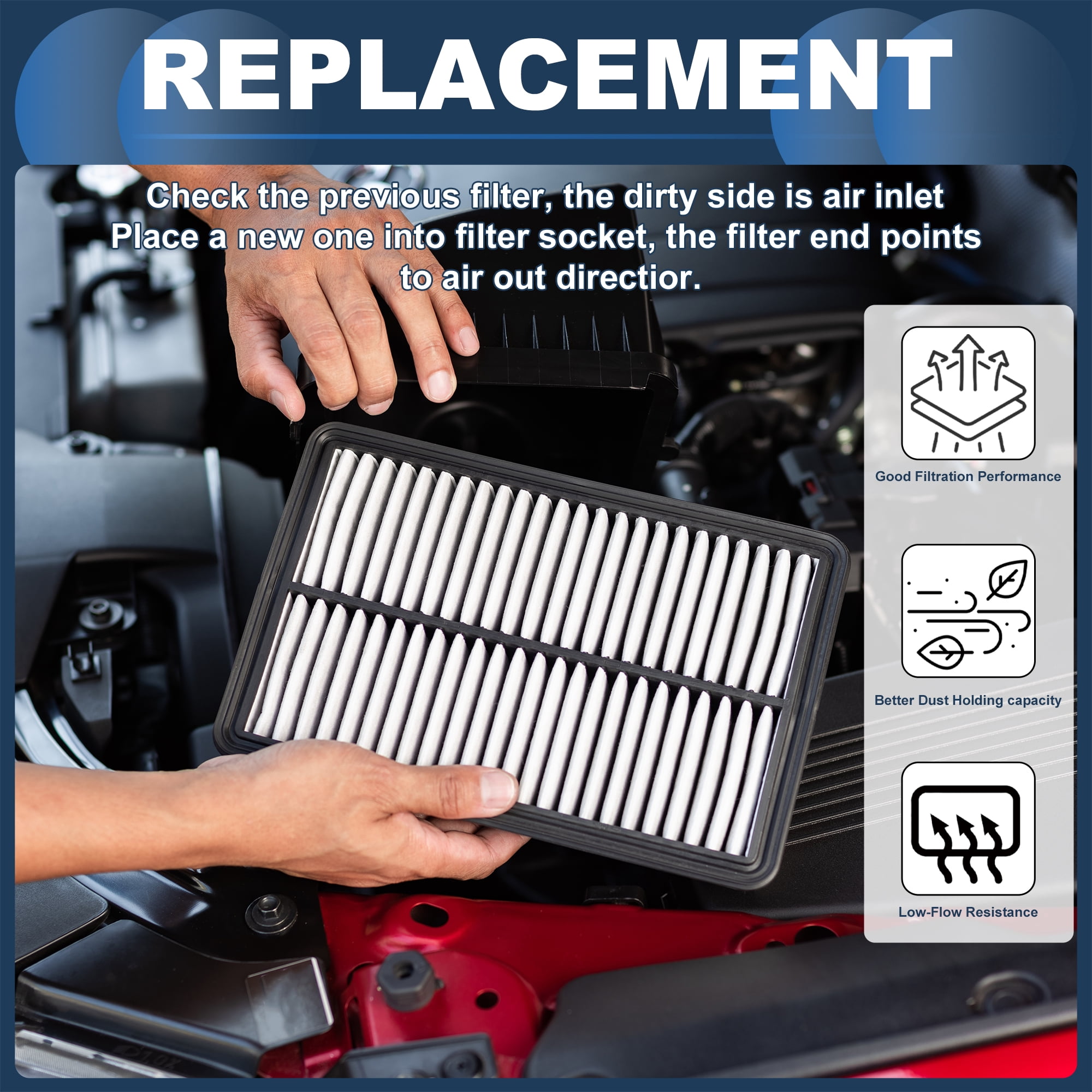 Unique Bargains Engine Air Filter for Jeep Wrangler 3.6L 2007-2017
