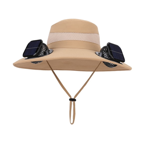 Ouuluon Fan Hat Solar Panel Powered Fan Built in Wide Brim Outdoor Sun Hat USB Charging Men Ultralight Fishing Hat