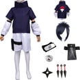 thumbnail image 2 of Disfraz de Cosplay de Anime de Uchiha Sasuke para Halloween para niños, pantalones y parte superior, traje de carnaval de Halloween, 2 of 5