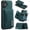 Green, variant on for iPhone 16/16 Plus/16 Pro/16 ProMax 2 in 1 Magnetic Wallet Card Holder Case Durable Leather Wallet 8 Card Slots 1 Small Cash Clip RFID Blocking Detachable Wallet Case,5 Color