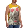 thumbnail image 2 of Kdxio Floral Sunglasses Cat Art for Men's Muscle T-shirt,Sleeveless for Workout Running Athletic Gym Lounge Casual, 2 of 5