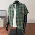 thumbnail image 4 of DPTALR Men's Plaid Short Sleeve Button Down Shirt,Casual Checkered Pocket Shirt,Green,Big Men's,Tall Men's M,Young Men's Shirts, 4 of 5