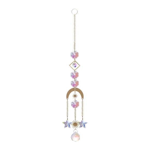 Adornos colgantes de arcoíris dorados, regalos de cristal para jardín, Navidad. Luna 3