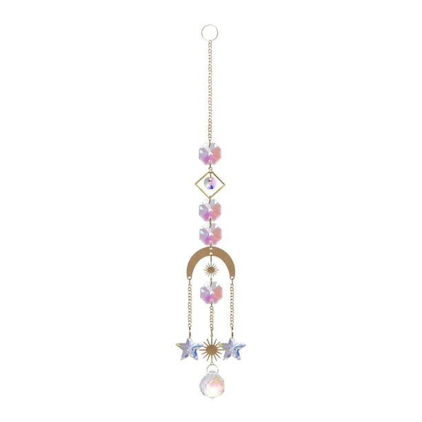Adornos colgantes de arcoíris dorados, regalos de cristal para jardín, Navidad. Luna 3