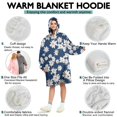 thumbnail image 5 of Dark Blue Daisy Flower Pattern Wearable Oversized Blanket,Wearable Blanket Hoodie for Adults,Cozy Hooded Blankets with Super Pockets,Super Warm Fuzzy Pullover for Women & Men, 5 of 6