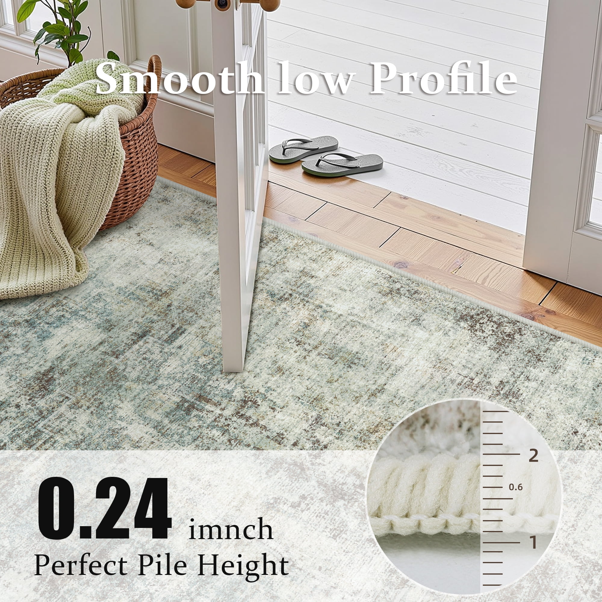 ATHOPE 2x3 Entryway Rug, Vintage Boho Medallion Rugs Non-Slip Soft Low Pile Washable Rug Large Distressed Rug Indoor Retro Carpet for Kitchen Bathroom Entrance, Gray Brown