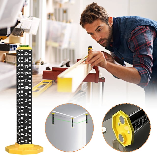 Nivelador de techo de acero ligero Lisbinx | Regla de precisión para azulejos en pared y suelo | Guía de medición ajustable para bricolaje y uso profesional