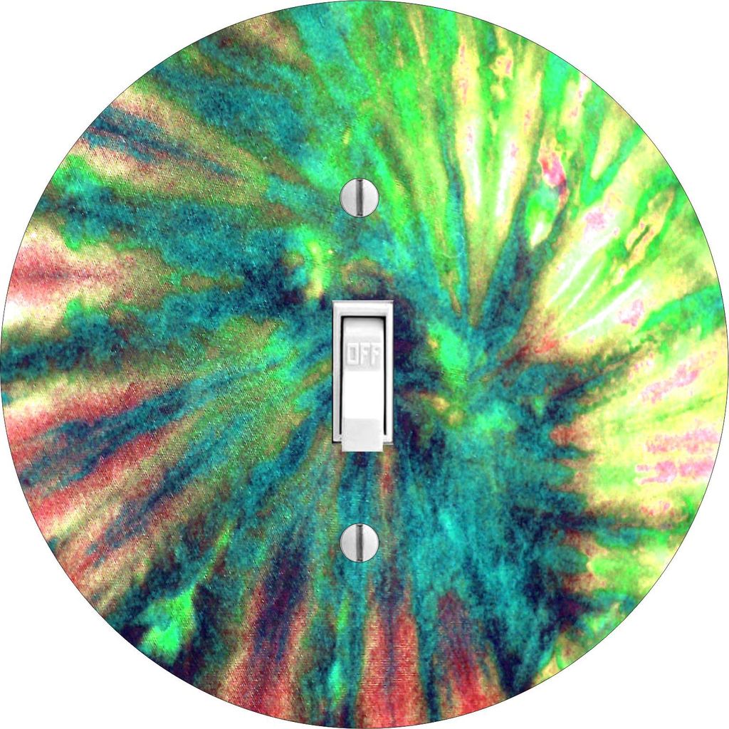 Green Red Tie Dye Round Hardboard Light Switch Cover for Single