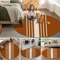 thumbnail image 6 of Burnt Orange Beige Striped Round Area Rug 5ft Washable Large Round Rug for Living Room, Soft Circle Rugs for Dining Room, Modern Farmhouse Retro Lines Floor Carpet for Bedroom Entryway Office, 6 of 9