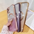 thumbnail image 5 of Compatible with iPhone 13 Pro Case,Compatible with MagSafe Love Heart Plating Camera Protection Clear Phone Case, Magnetic Glitter for Women Girls Shockproof Back Bumper 6.1"-Purple, 5 of 15