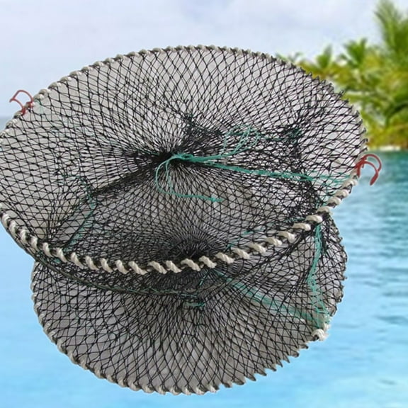 Walbest Folding Round Shape Crab Crayfish Fishing Net Trap Shrimp Catcher Bait Trap Crucian Fish Net, size 15.75" x 9.84"