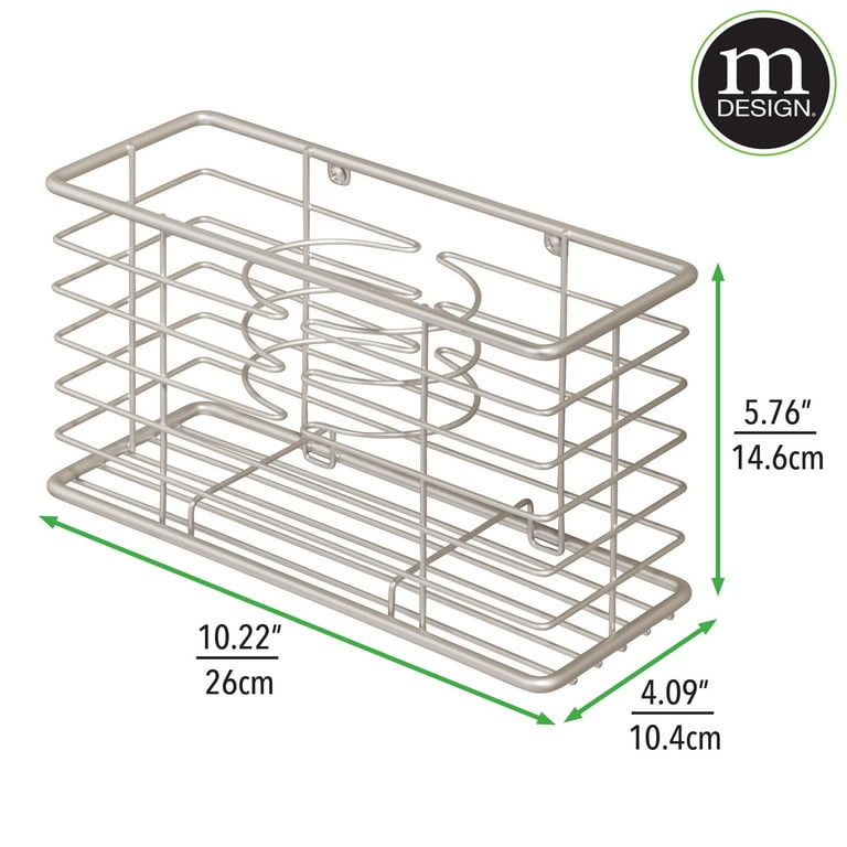 mDesign Steel Over Cabinet/Door Hair Dryer Storage Organizer Holder - Chrome