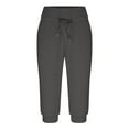 thumbnail image 4 of YYDGH Women's Sweatpants Capri Pants Cropped Jogger Running Pants Lounge Loose Fit Drawstring Elastic Waist with Side Pockets Dark Gray M, 4 of 6