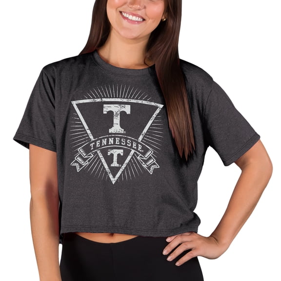 Women's Concepts Sport Charcoal Tennessee Volunteers Quest Knit Crop Top