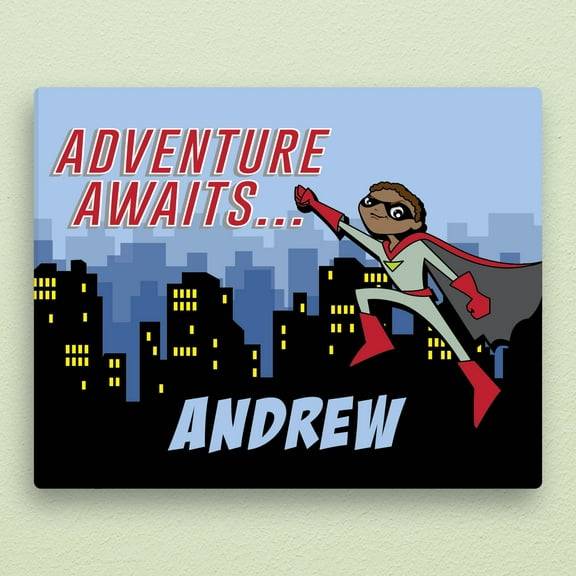 Personalized Dark Skin Superhero 11x14 Canvas