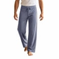 thumbnail image 3 of Men's Sweatpants, Men's Solid High Stretch Breathable Yoga Long Pants, Casual Loose Straight Leg Drawstring Workout Trousers, 3 of 6