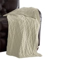 thumbnail image 1 of Creuse Cable Knitted Cotton Throw with Diamond Pattern the Urban Port, Cream, 1 of 1