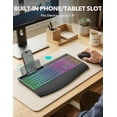 thumbnail image 6 of Wireless Keyboard and Mouse Combo, Rechargeable 4000mAh, RGB Backlit, Full Size Keyboard with Wrist Rest & Phone Holder, Quiet 2.4GHz Wireless, USB-A/C for Windows – Black, 6 of 9