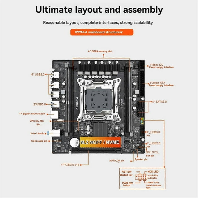 X99M-A Motherboard 4XDDR4 128G Memory LGA2011-3 CPU PCI-E3.0x16