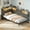 Grey, variant on White Twin XL Bed Frame with Reversible LED L-Shaped Upholstered Headboard | Reversible LED L-shaped headboard, padded upholstery, side storage pockets, solid metal frame, multi-compartment storage
