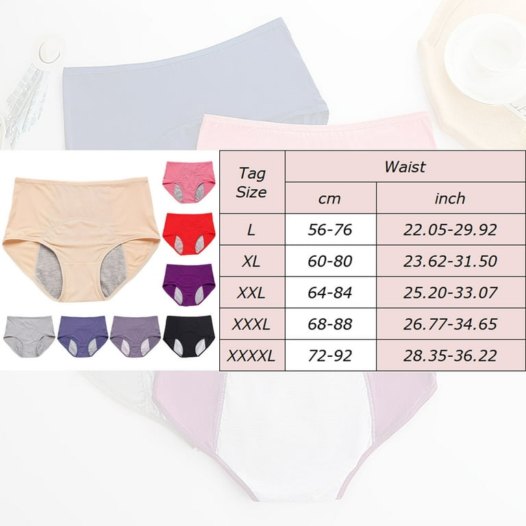 Womens Underwear Packs Solid Color Leak Proof Cotton Crotch Wicking  Breathable Comfortable Panties,6 Pack
