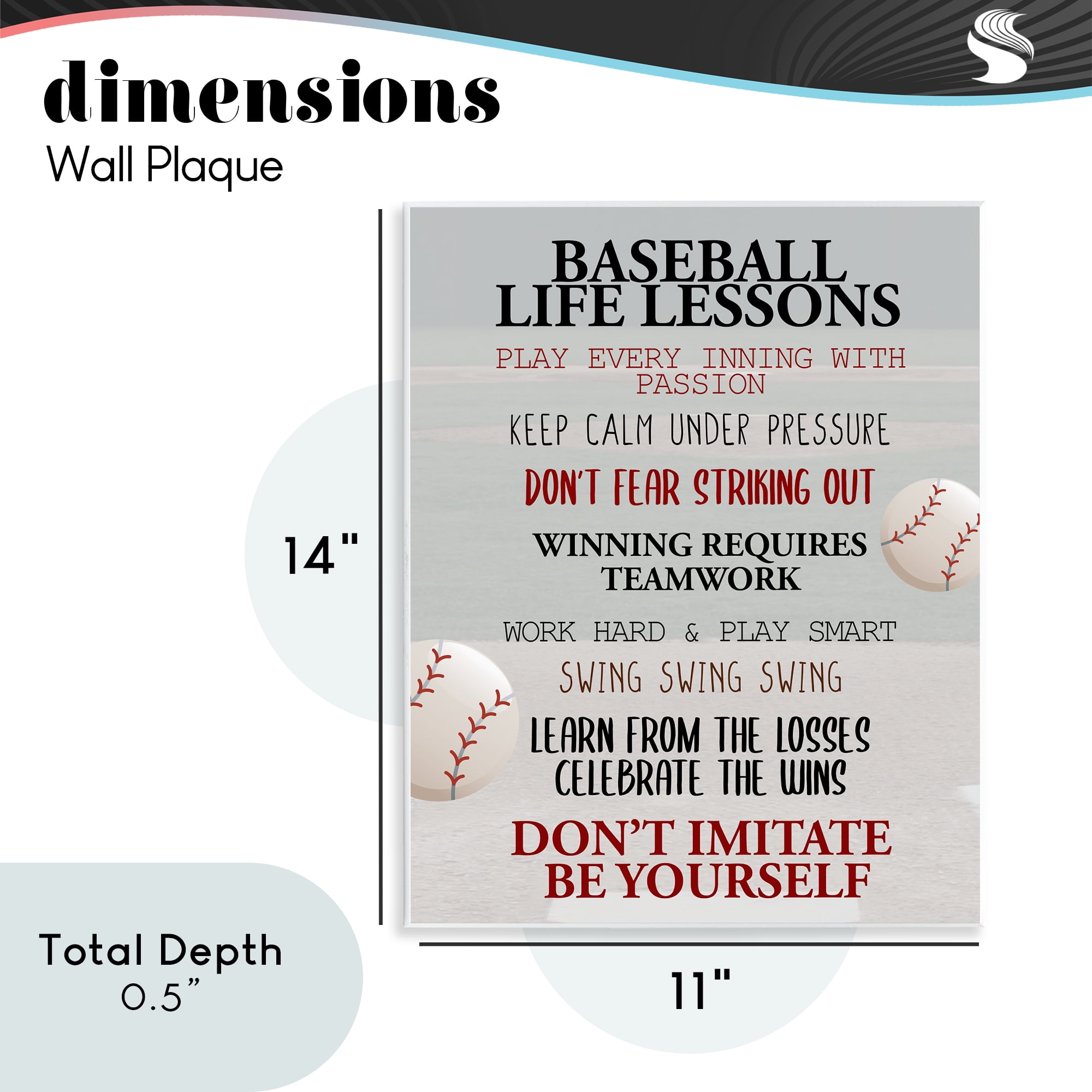 Baseball Life Lessons Wall Plaque Art, design by Kim Allen