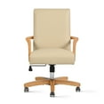 thumbnail image 6 of Dumont Modern High Back Executive Home Office Chair Neutral Cream Beige & Wood, 6 of 10