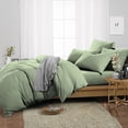 thumbnail image 2 of SGI Bedding Oversized Queen Size Duvet Covers Egyptian Cotton 1000 TC 3 Piece Set Moss Solid, 2 of 6