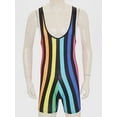 thumbnail image 2 of Jowowha Men's Sports Wrestling Singlet Sleeveless Athletic Jumpsuit One Piece Boxer Shorts Bodysuit Rainbow S, 2 of 7